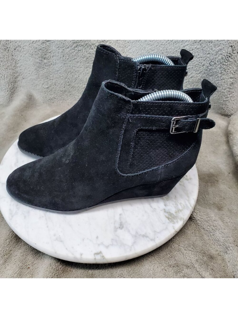 Alex Marie Shoes Womens Size 7 Daria Black Suede Ankle Boots *Read*